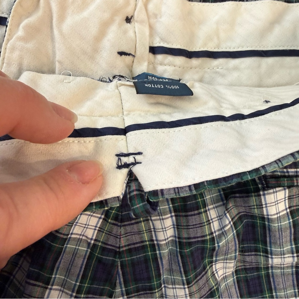 Polo Ralph Lauren Plaid Shorts Mens 33 Blue Green Tartan Bleeker Chino Bradburry - Picture 11 of 12